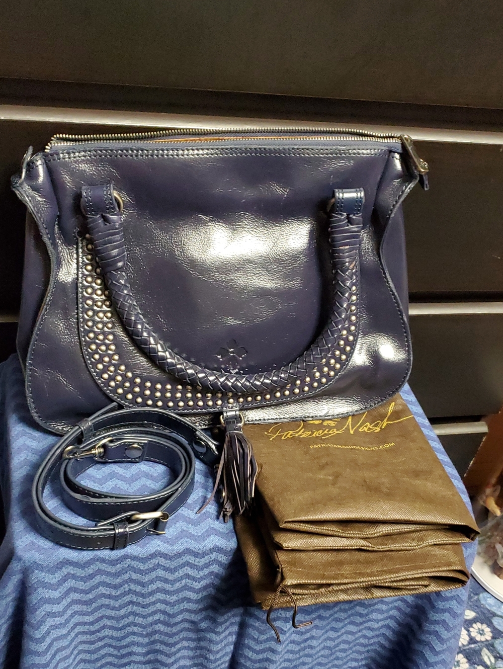 Patricia Nash Discovery Vernazza Flap Satchel Navy